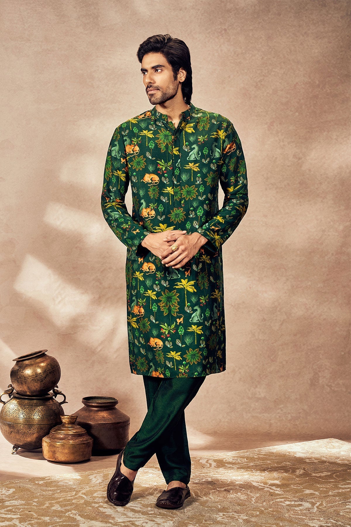 GREEN TROPICAL RHAPSODY KURTA