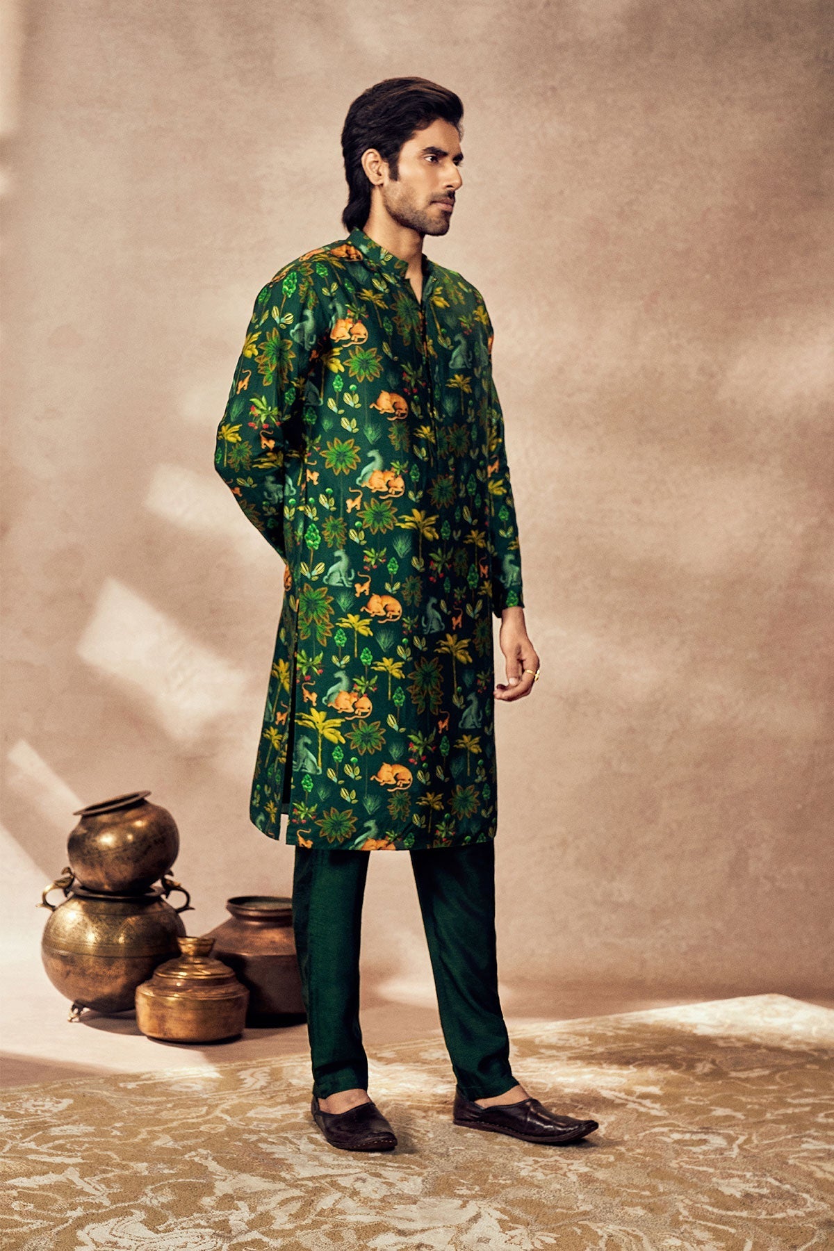 GREEN TROPICAL RHAPSODY KURTA
