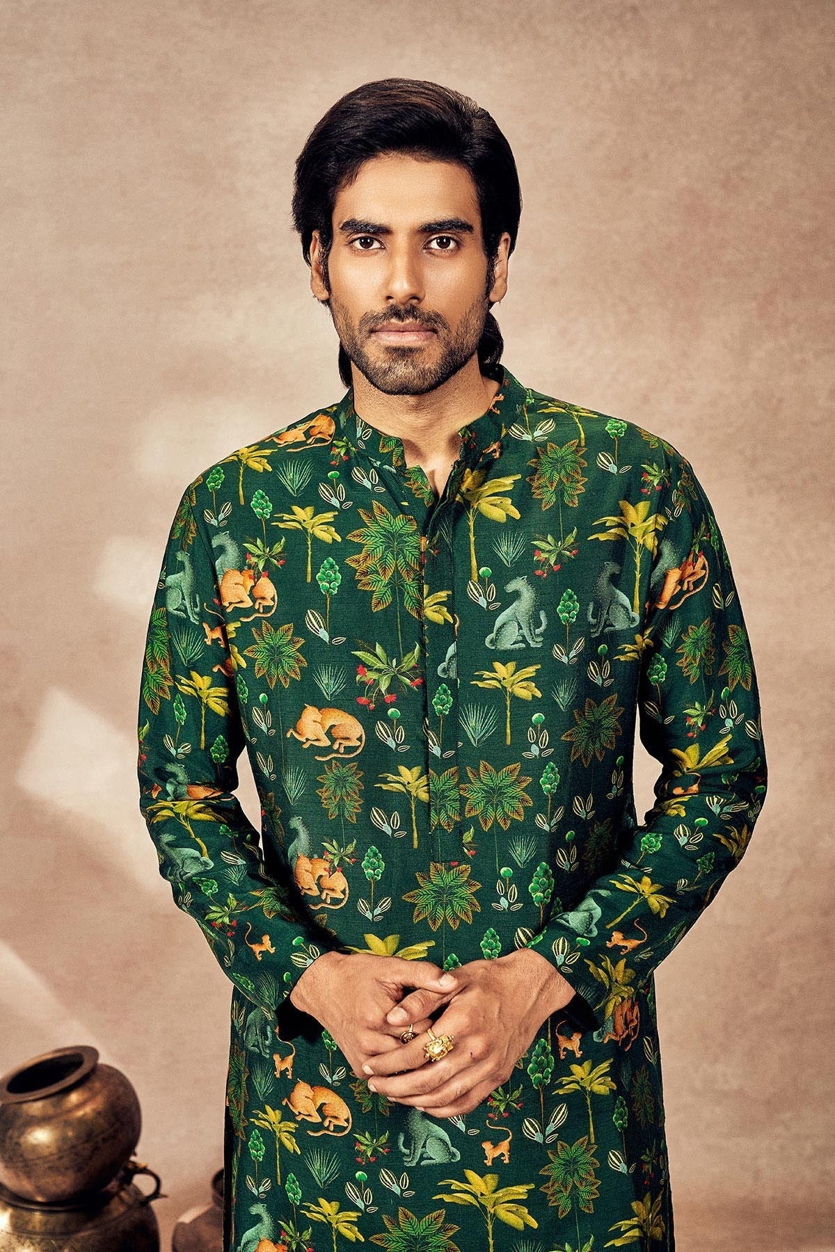 GREEN TROPICAL RHAPSODY KURTA