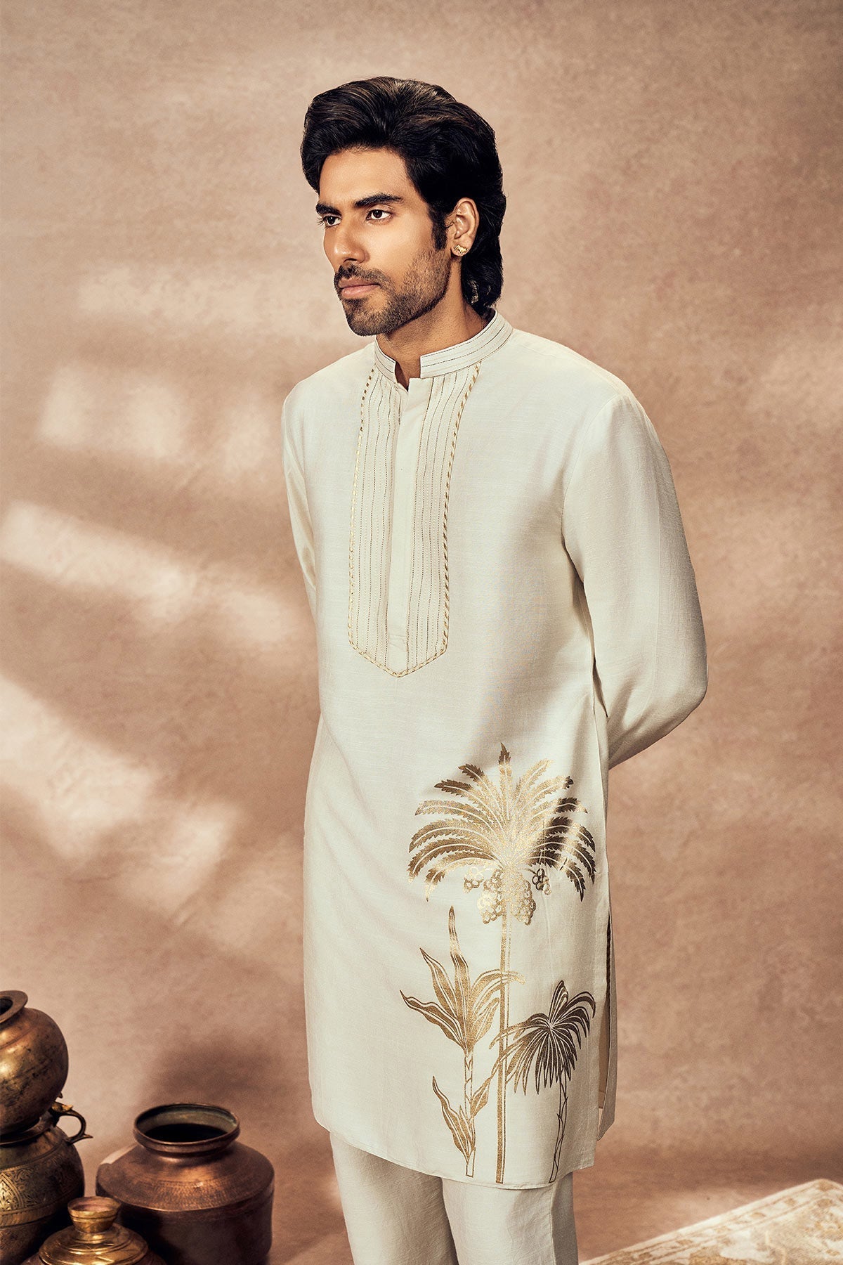 IVORY PALM BLOOMS KURTA