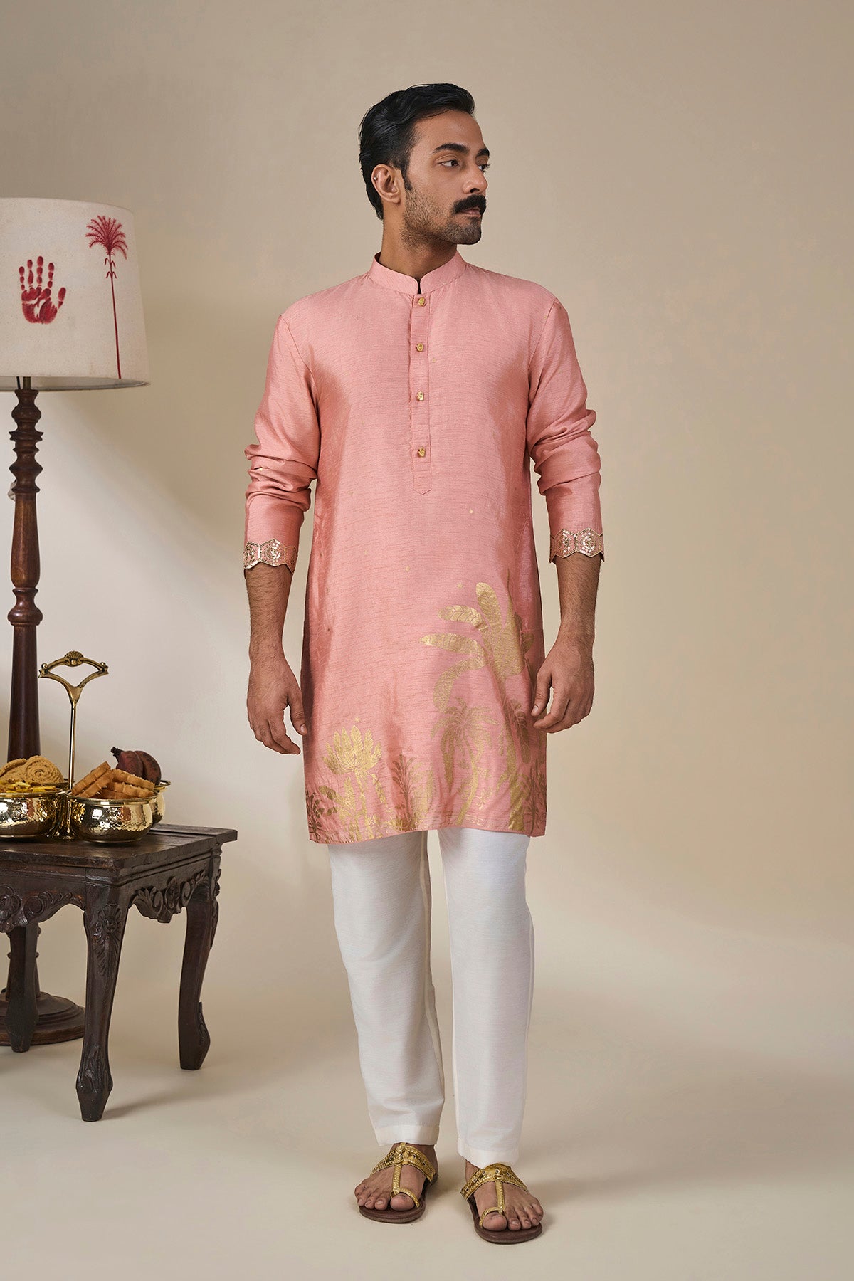 Salmon Pink Backwater Postcard Kurta