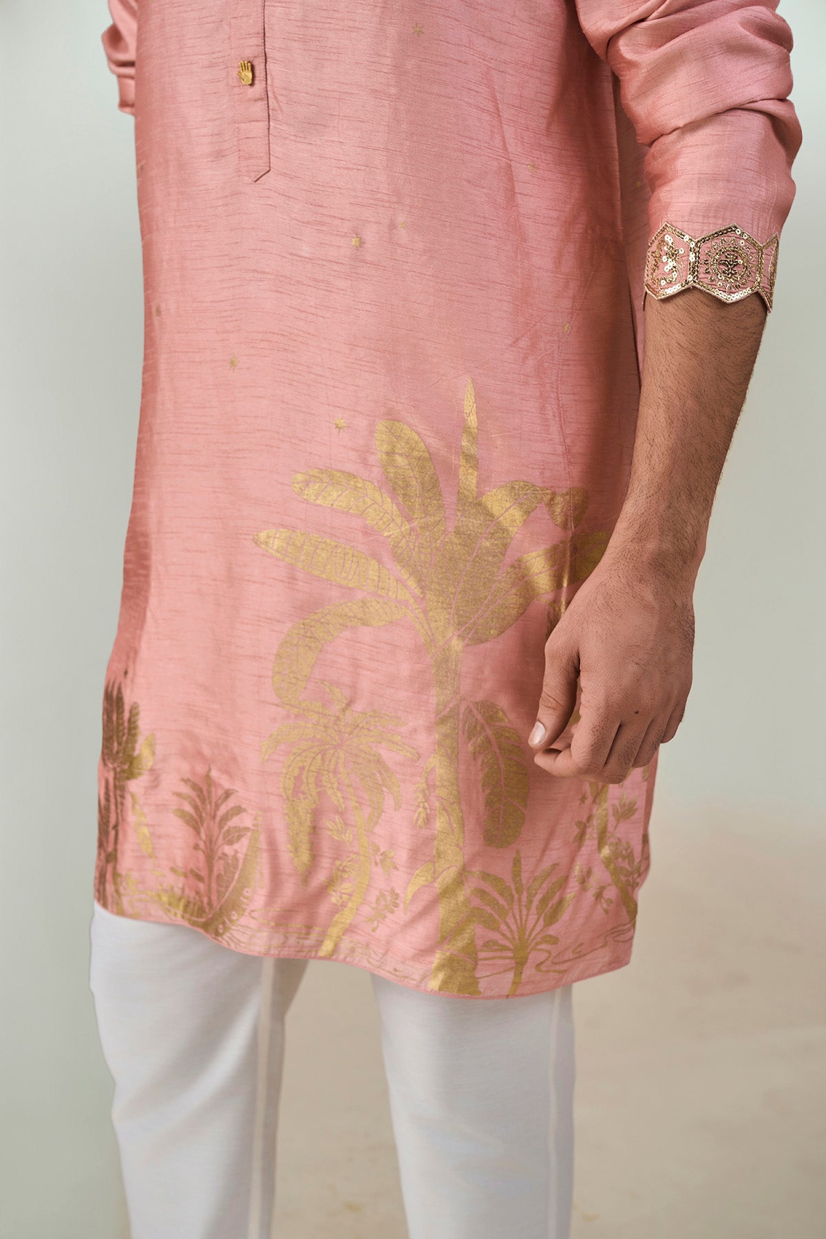 Salmon Pink Backwater Postcard Kurta