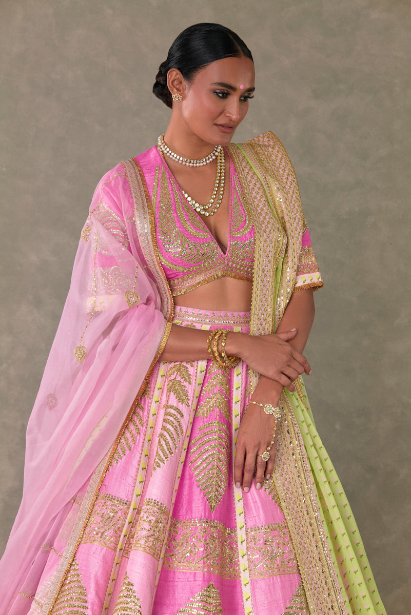 Barfi Pink Paan Patti Lehenga Set