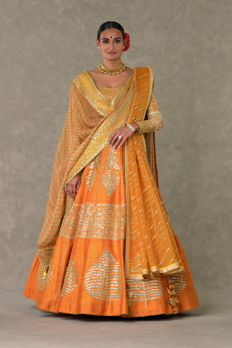 Rust 'Paan-Patti' Lehenga Set