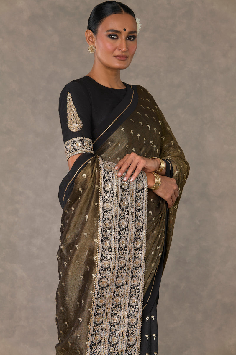Black Winegarden Tissue Saree