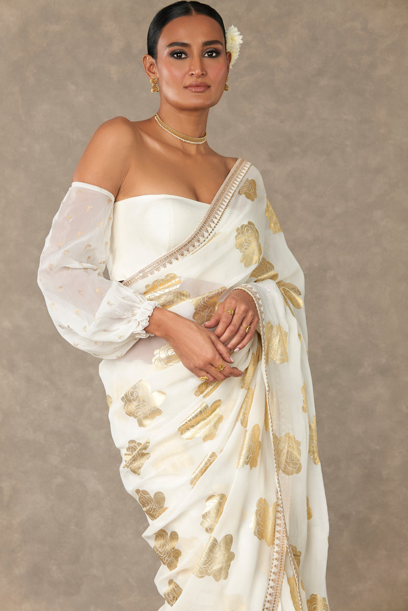 Ivory 'Gulaab' Saree