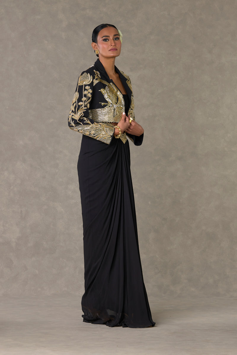 Black 'Son-Chidiya' Cropped Blazer Set