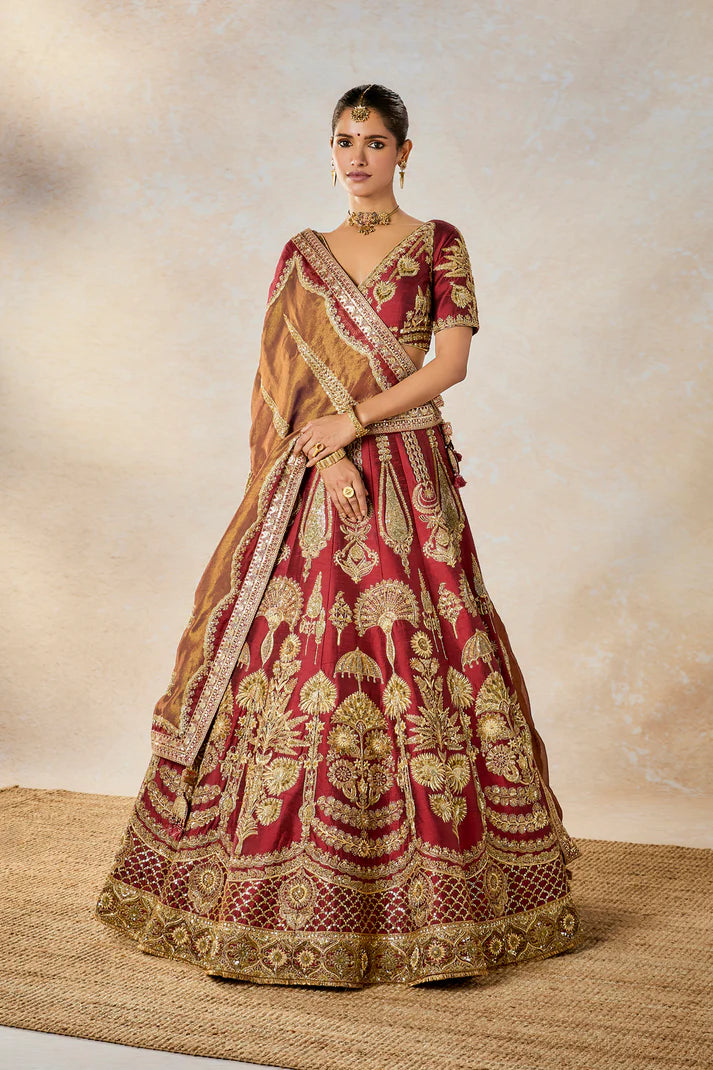 CHERRY GULAB LEHENGA SET