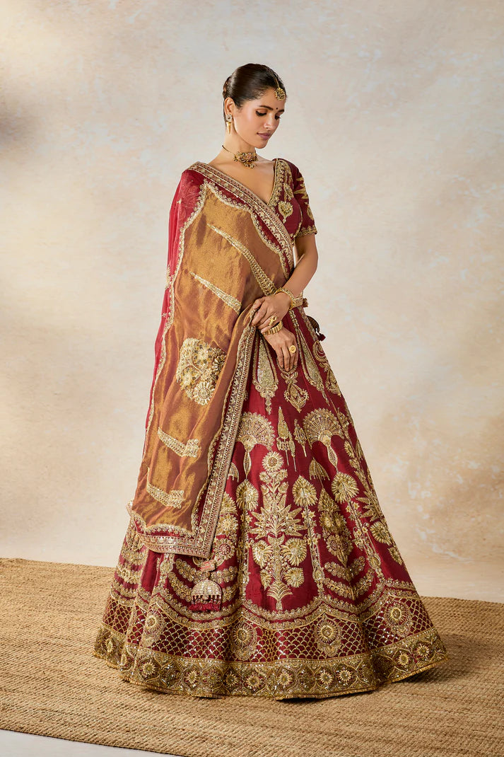 CHERRY GULAB LEHENGA SET