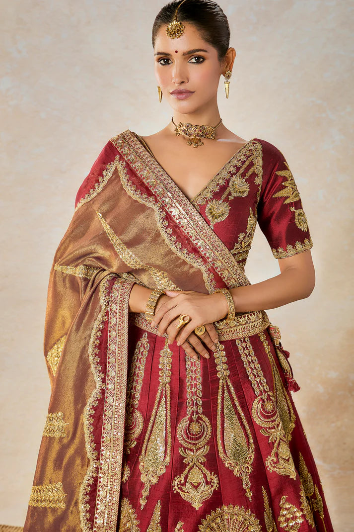CHERRY GULAB LEHENGA SET