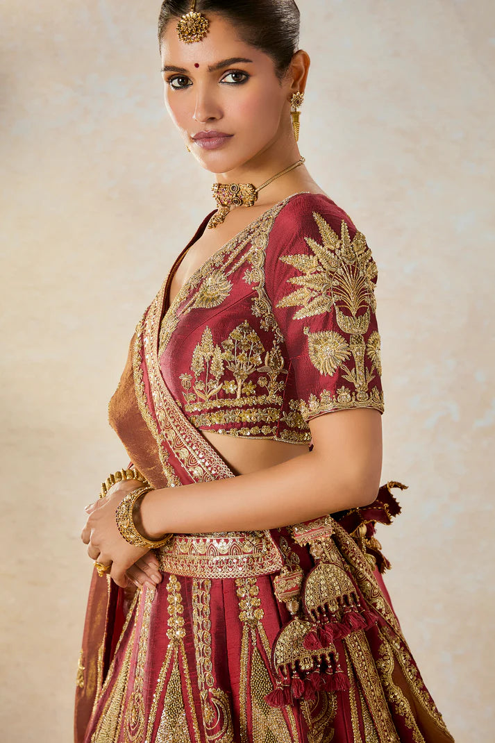 CHERRY GULAB LEHENGA SET