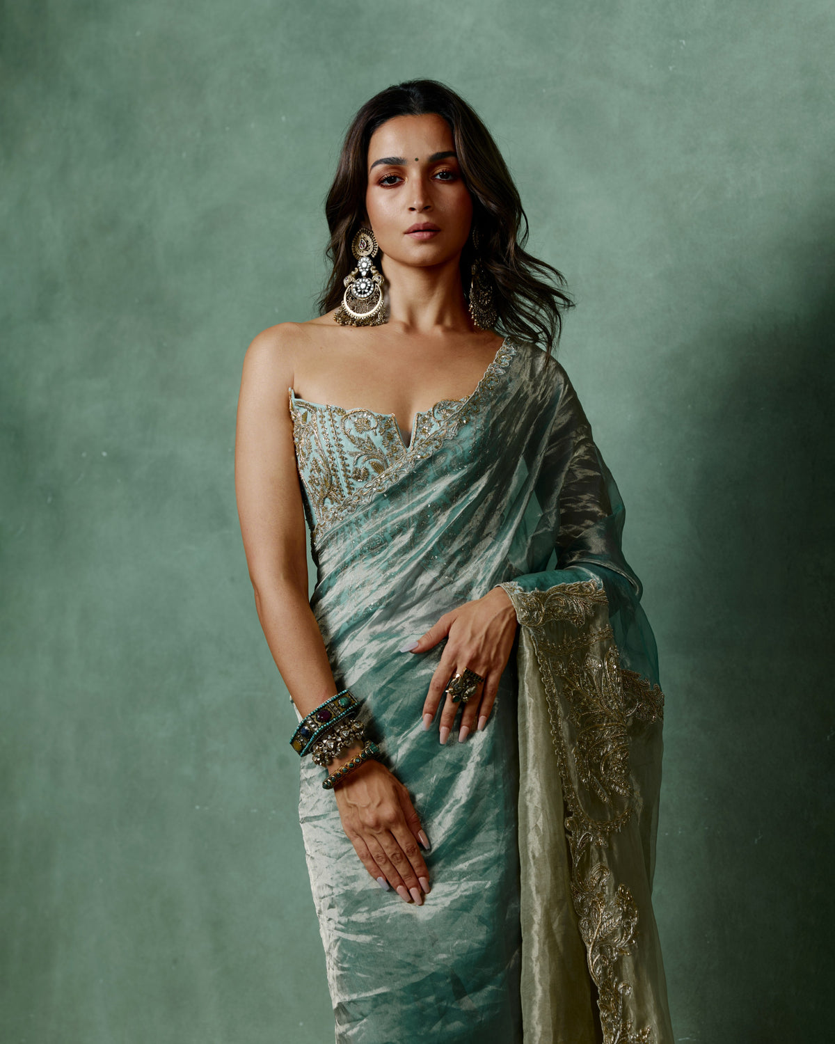 Ocean Breeze Corset Saree