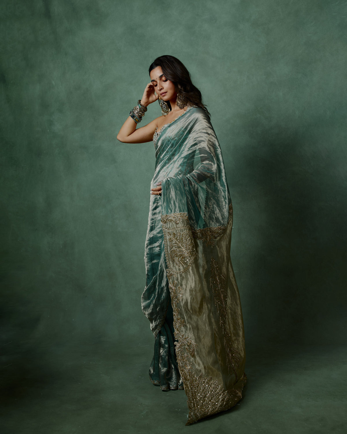 Ocean Breeze Corset Saree