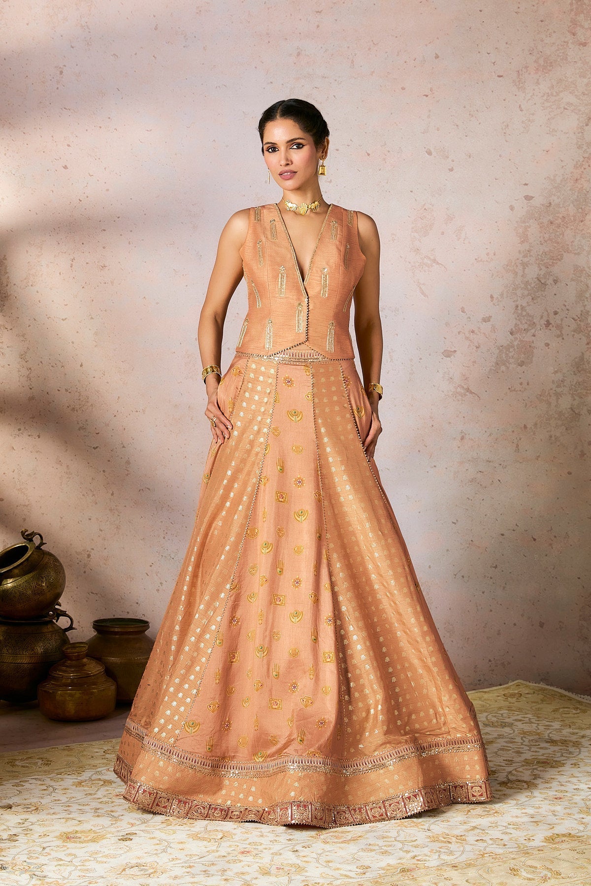 Salmon Trinkets Lehenga Set