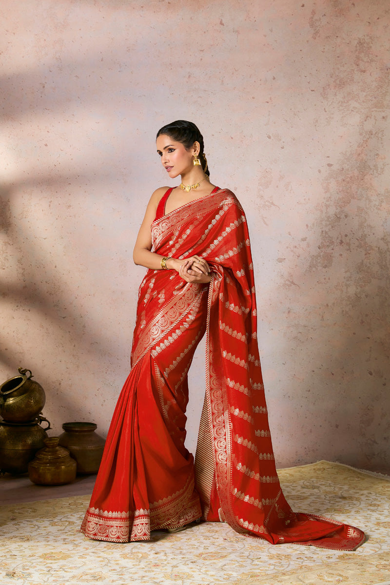 Red Jacquard Saree