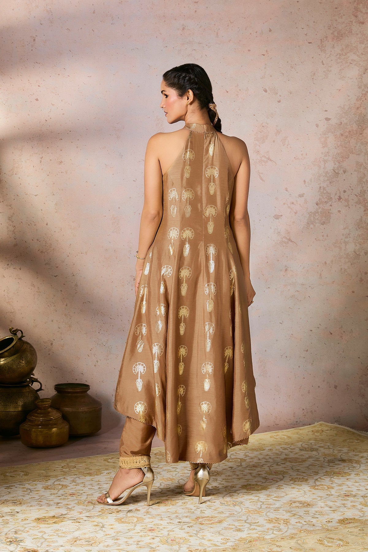 Beige Traveler's Palm Tunic Set