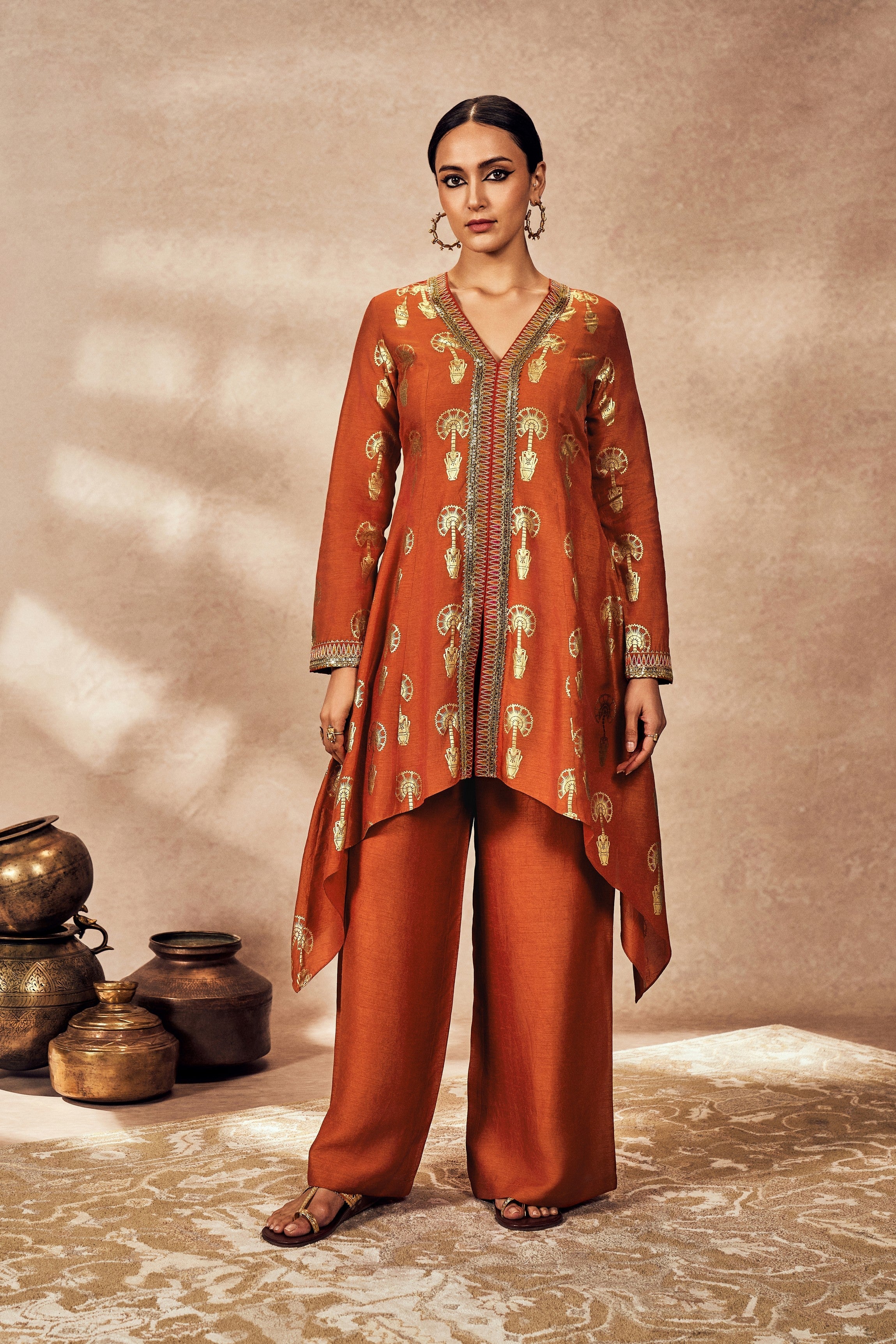 Rust Traveler's Palm Tunic Set