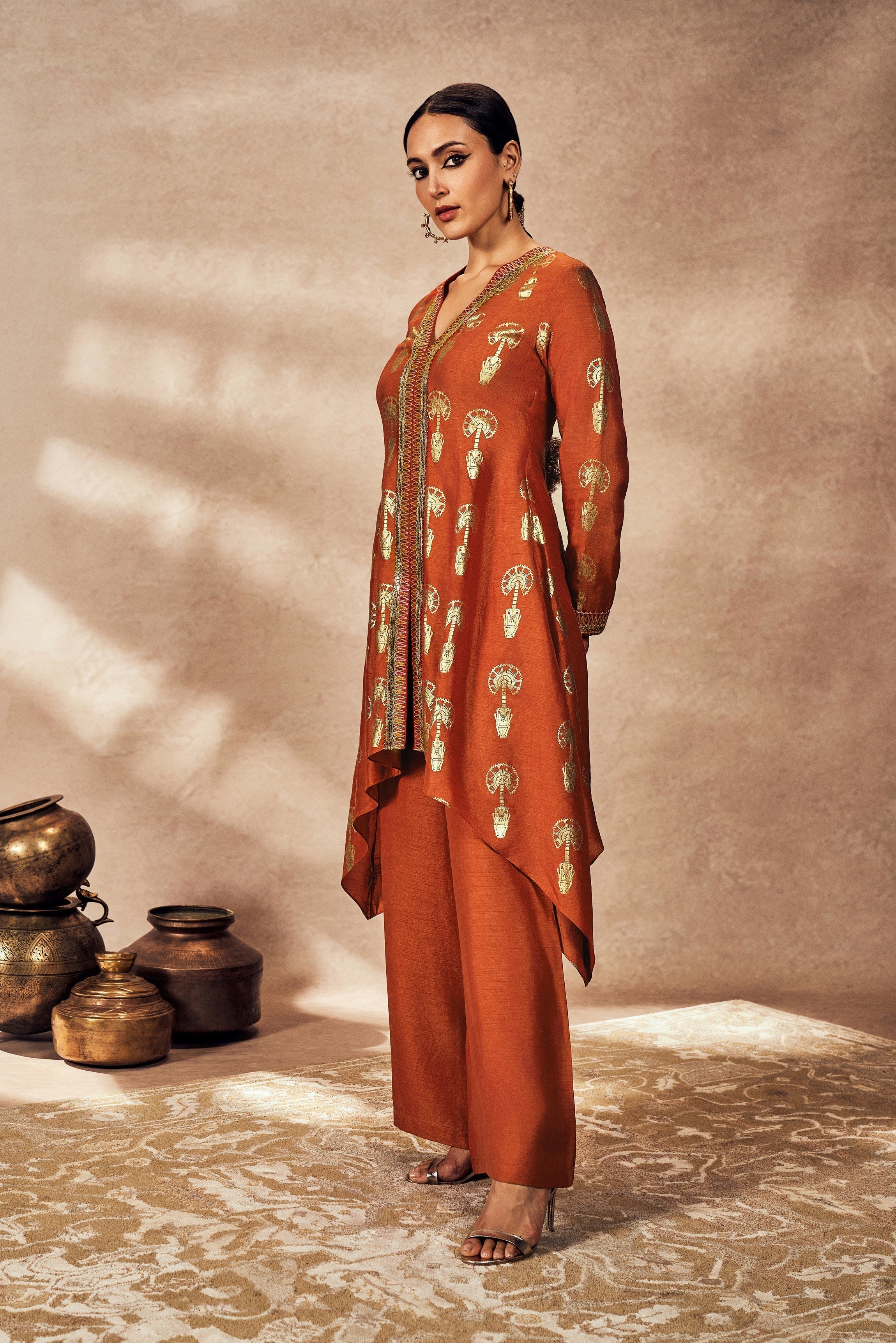Rust Traveler's Palm Tunic Set