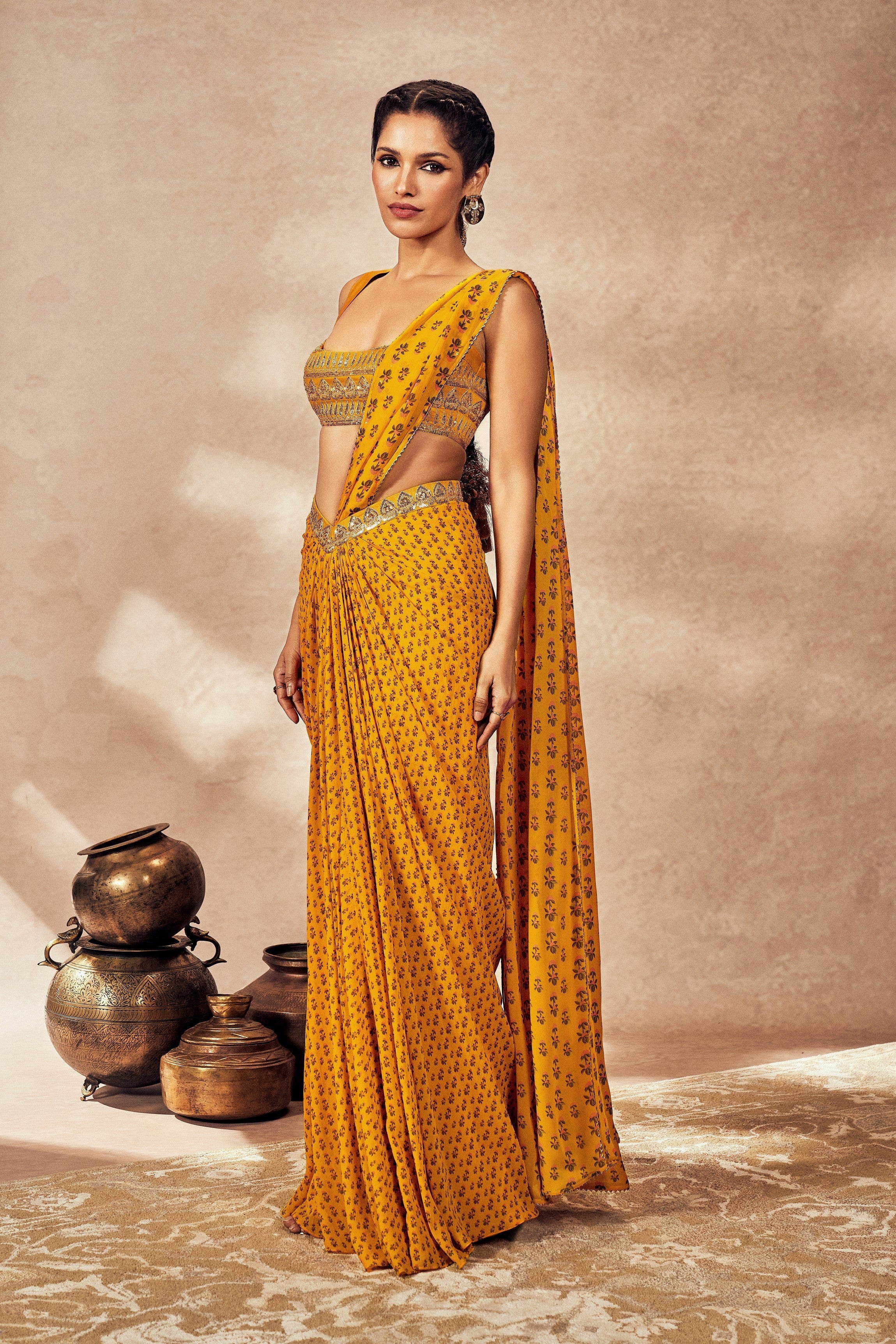 Yellow Pixie Dust Drape Saree