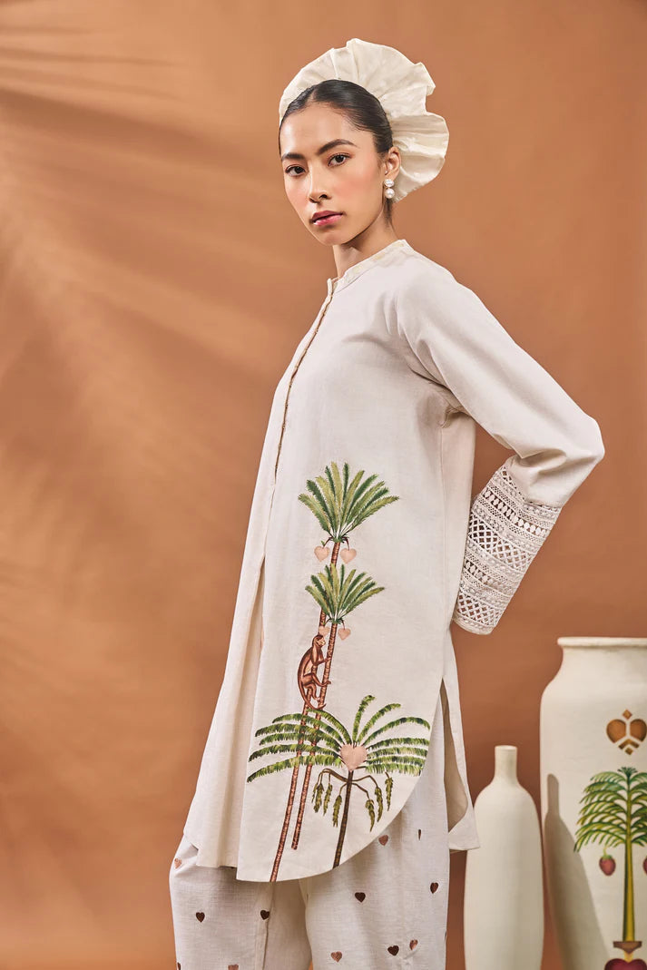 IVORY BLOOMING BOARD TUNIC SET