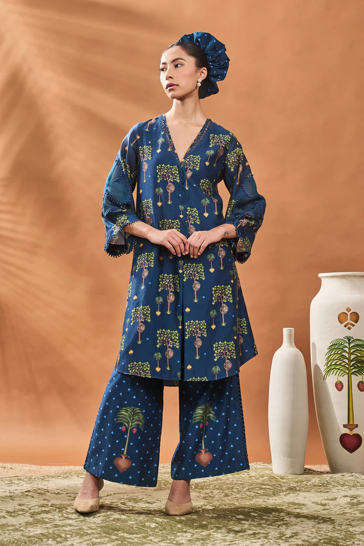INDIGO WILDSCAPE TUNIC SET