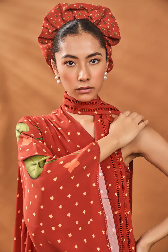 RED MEADOW ONE SHOULDER TUNIC SET