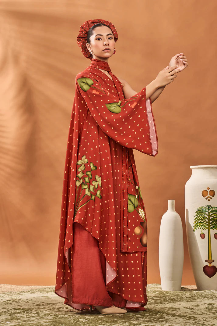 RED MEADOW ONE SHOULDER TUNIC SET