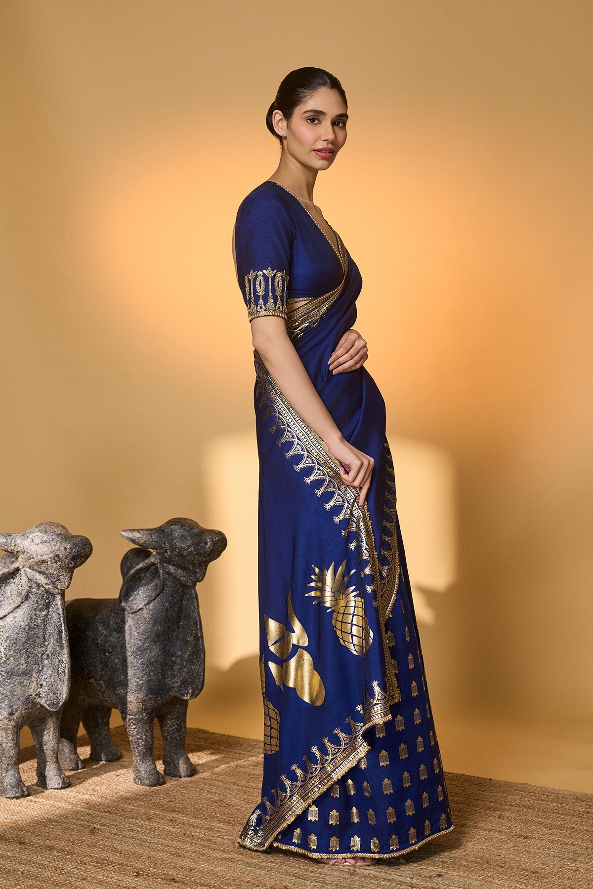 Navy Blue Amber Arches Saree