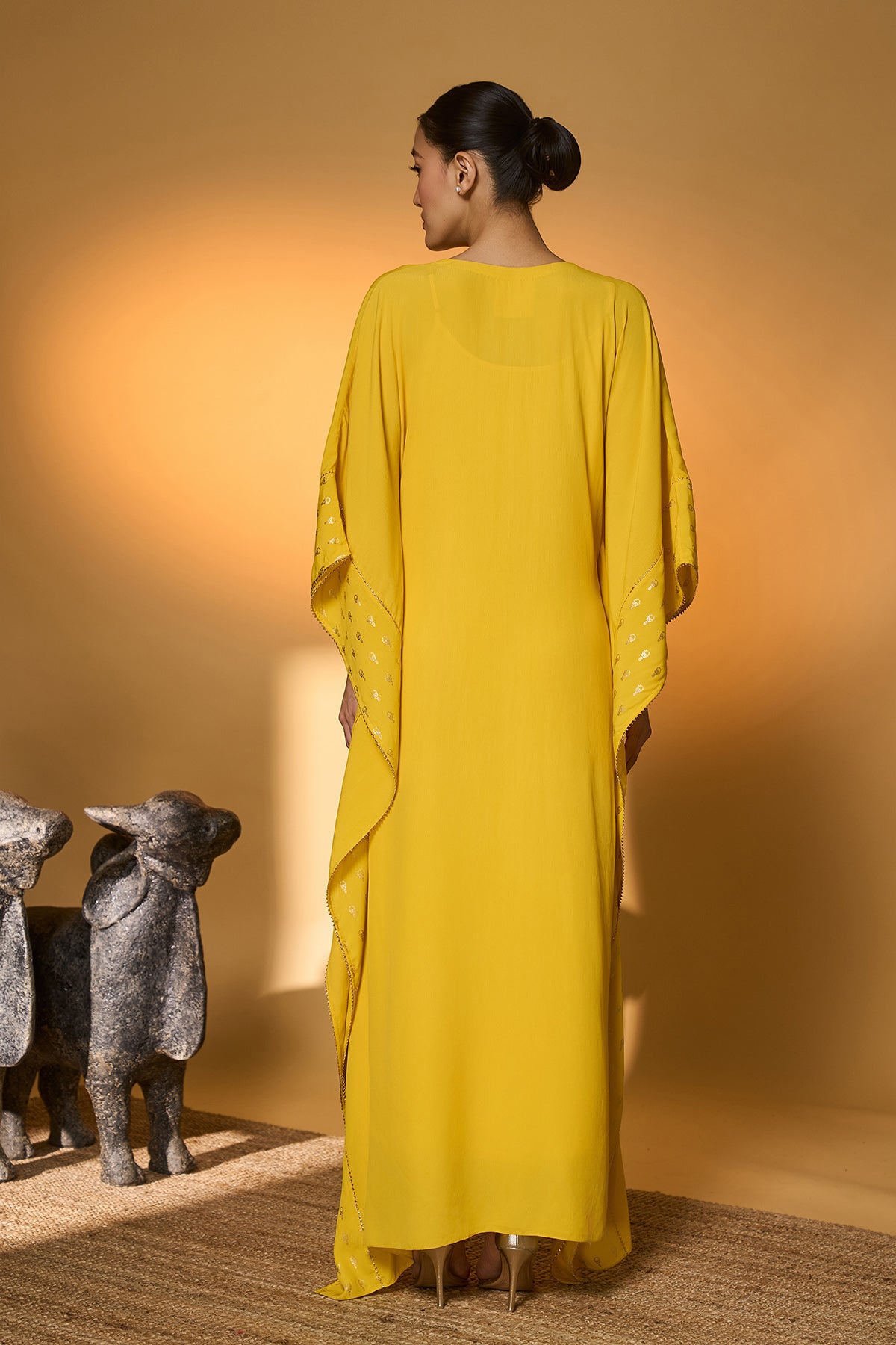 Yellow Tribal Mask Kaftan