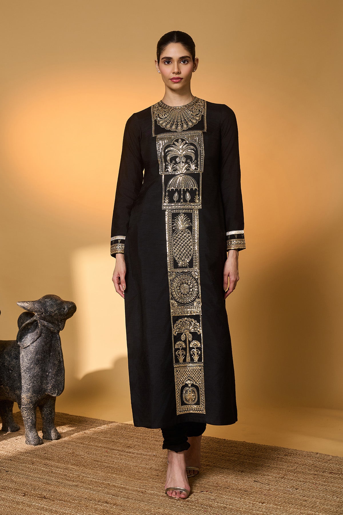 Black Khidki Kurta Set