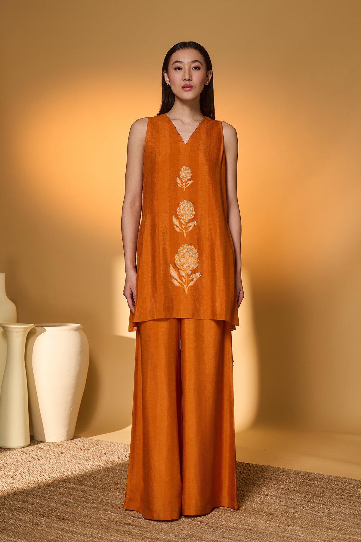 Saffron Sky Striped Kurta Set