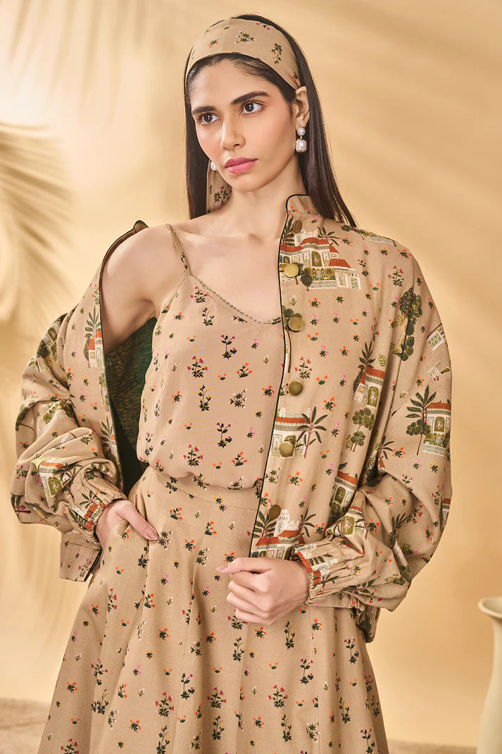 Beige Miniature Dreams Bomber Jacket Set 2