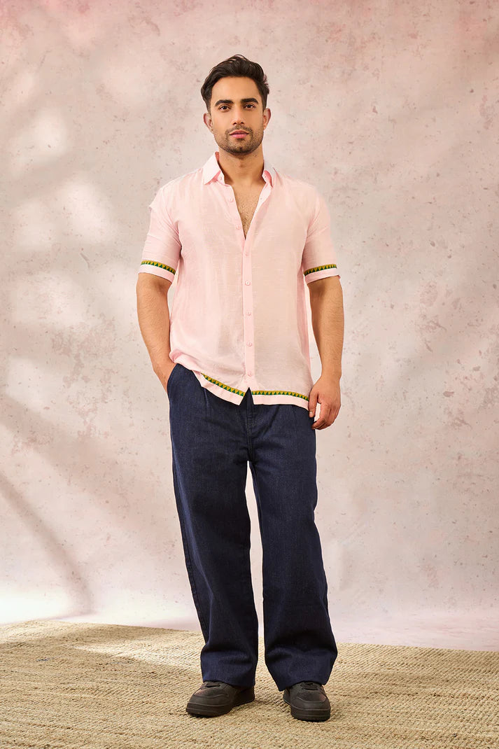 BABY PINK LEOPARD PRINT SHIRT