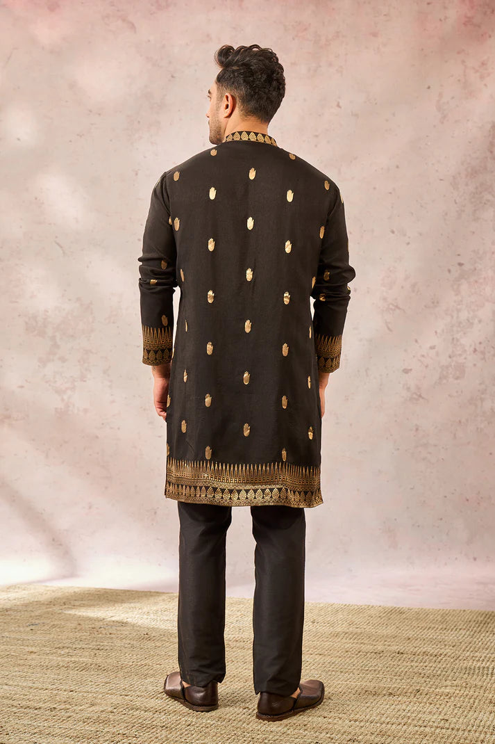BLACK HAAATH PHOOL KURTA