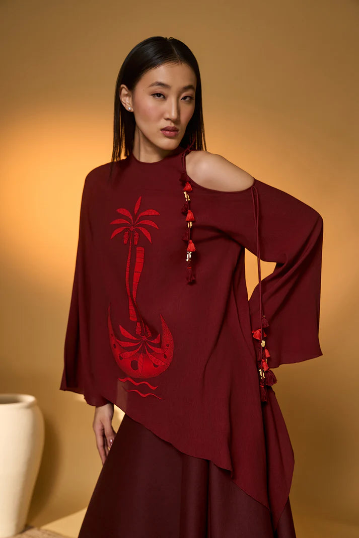 Maroon Lunar Lagoon Skirt Set