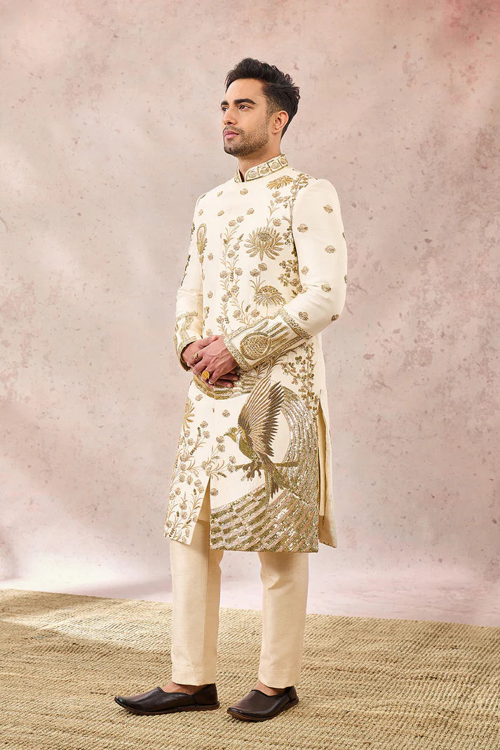 IVORY BAGH E BAHAR SHERWANI SET