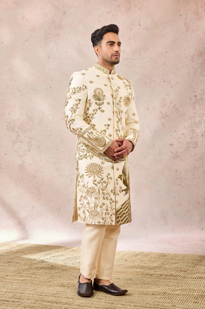 IVORY BAGH E BAHAR SHERWANI SET