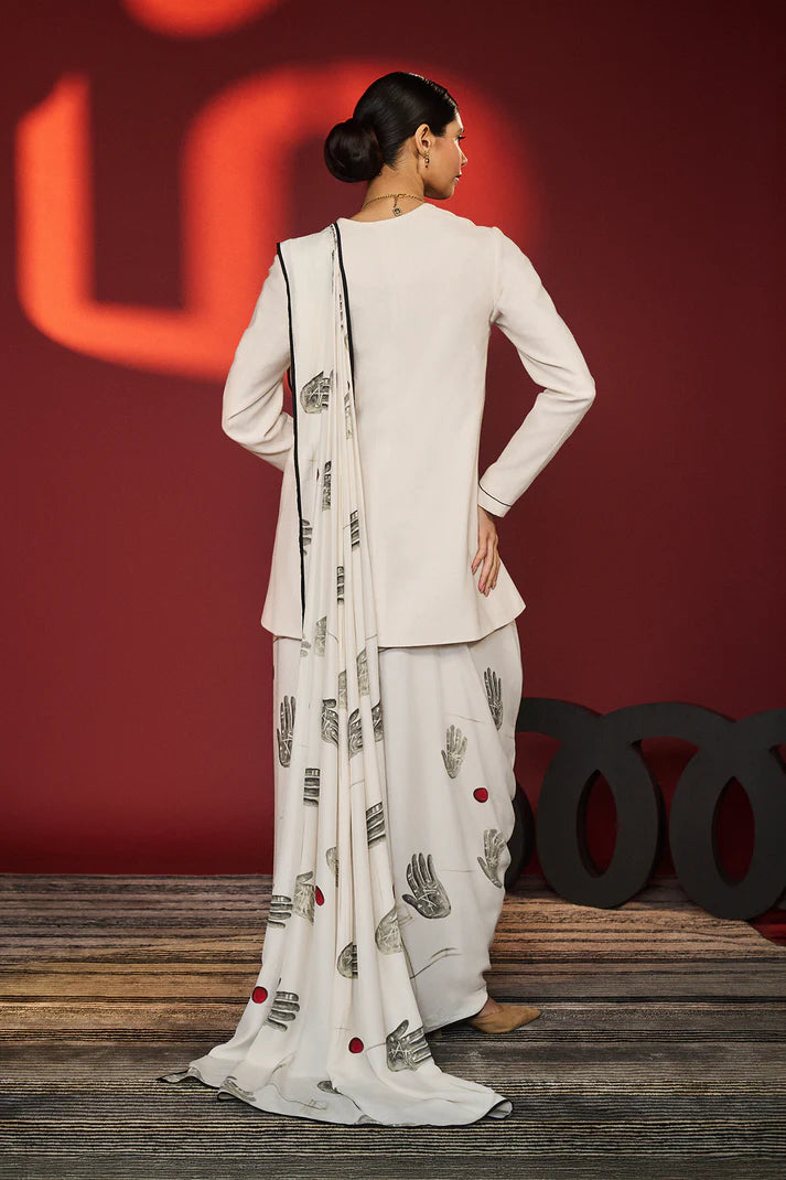 Ecru Palm Theory Saree