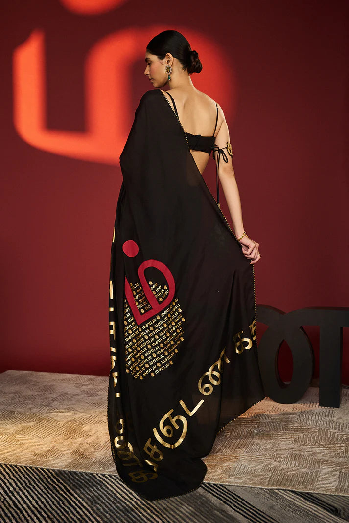Black Madras Muse Saree