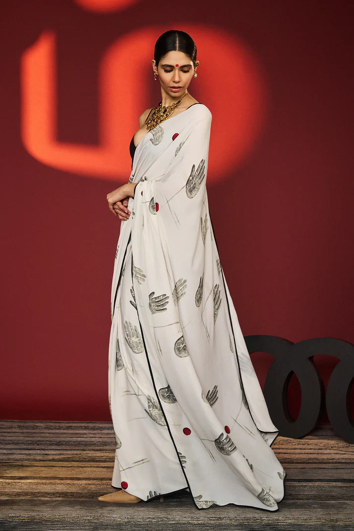Ecru Palm Theory Saree