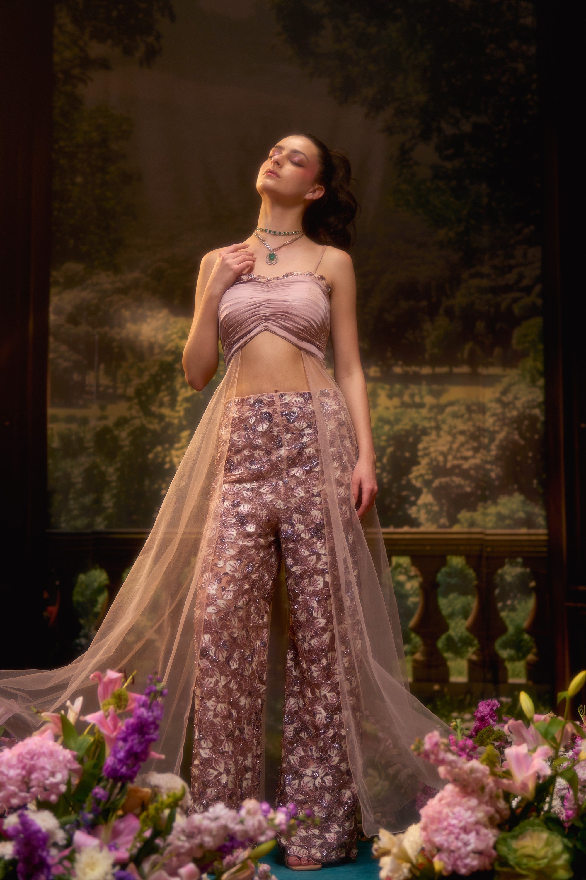 AMORA Strappy top plazzo set