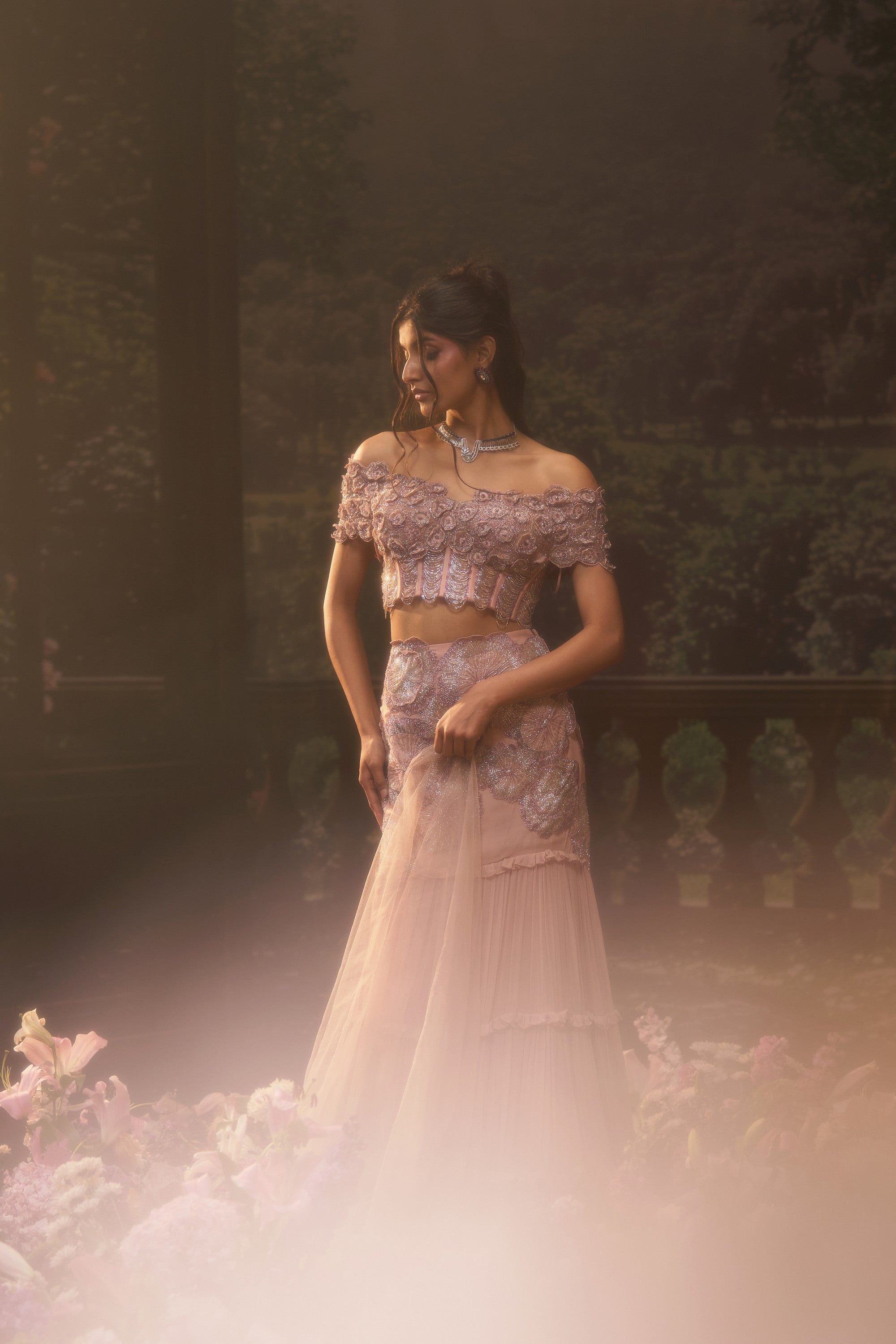 NOVA Blush Pink Corset Lehenga Set