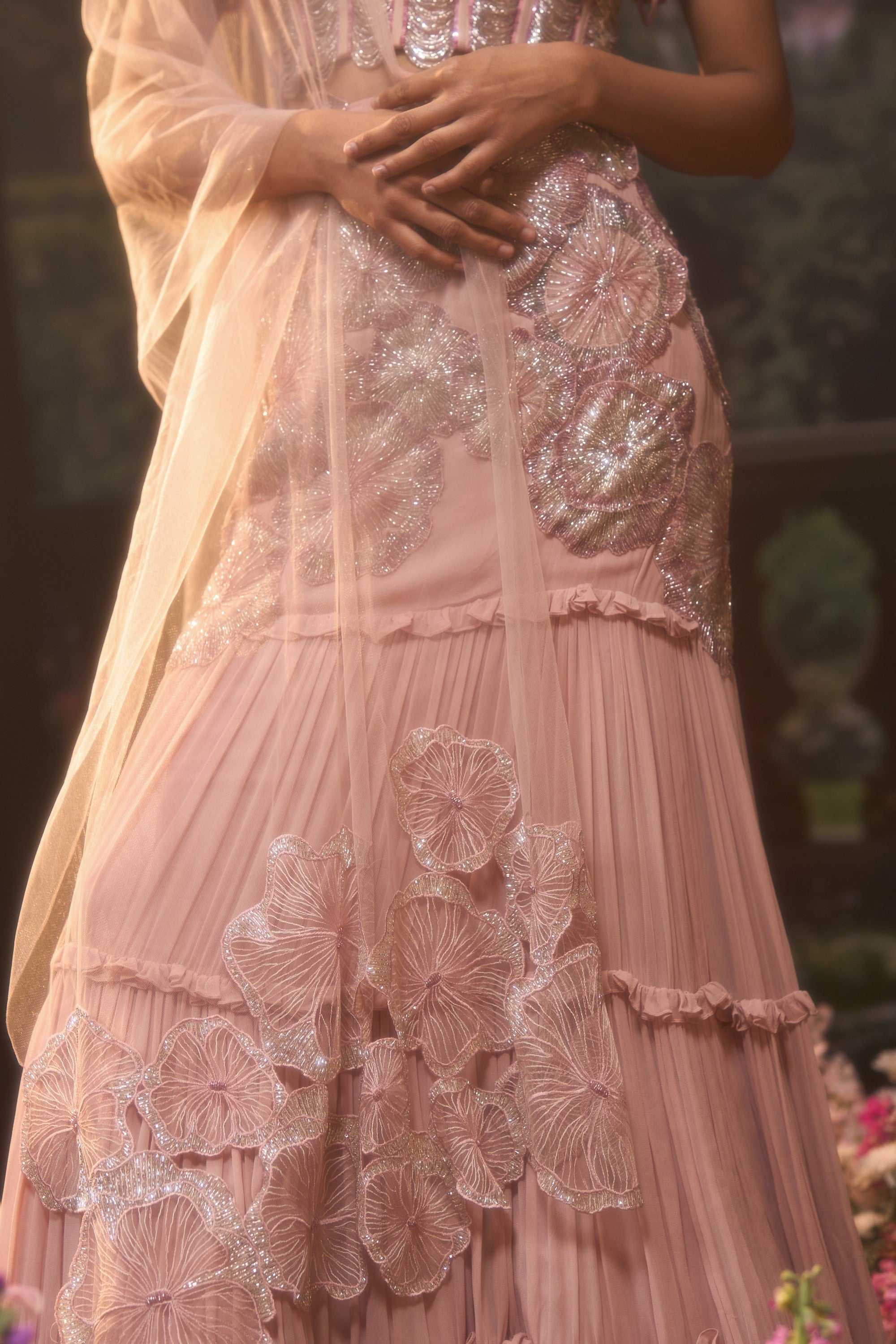 NOVA Blush Pink Corset Lehenga Set