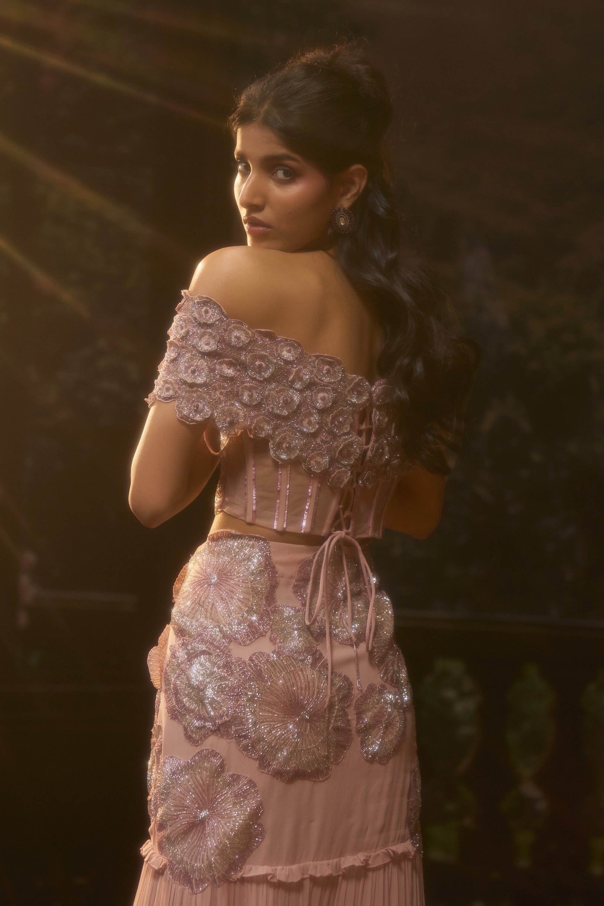 NOVA Blush Pink Corset Lehenga Set