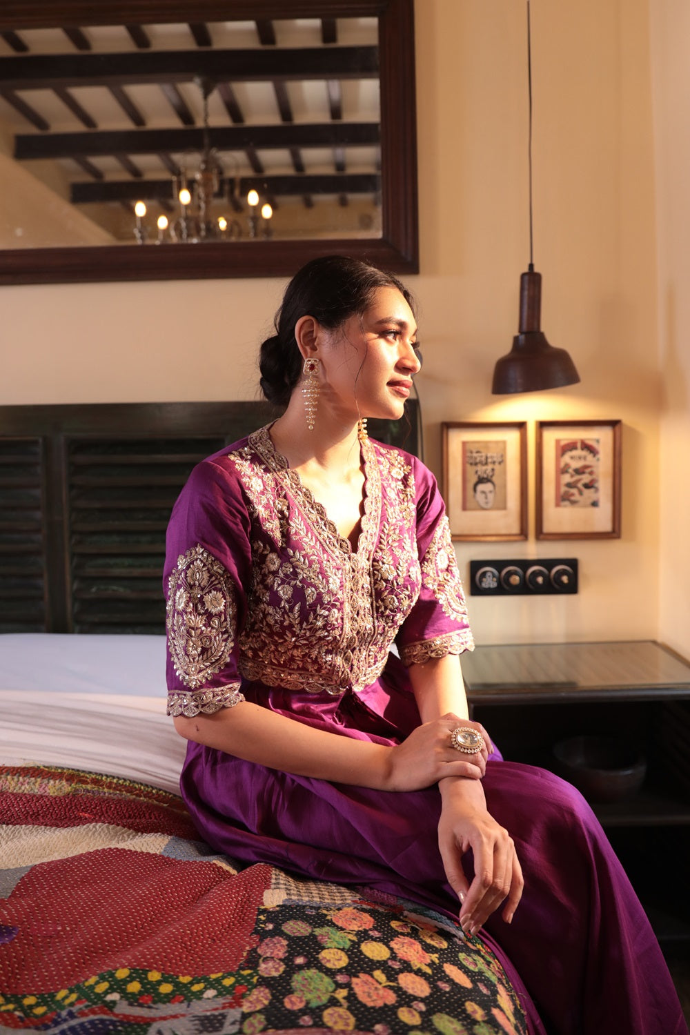 PURPLE EMBROIDERD GOWN