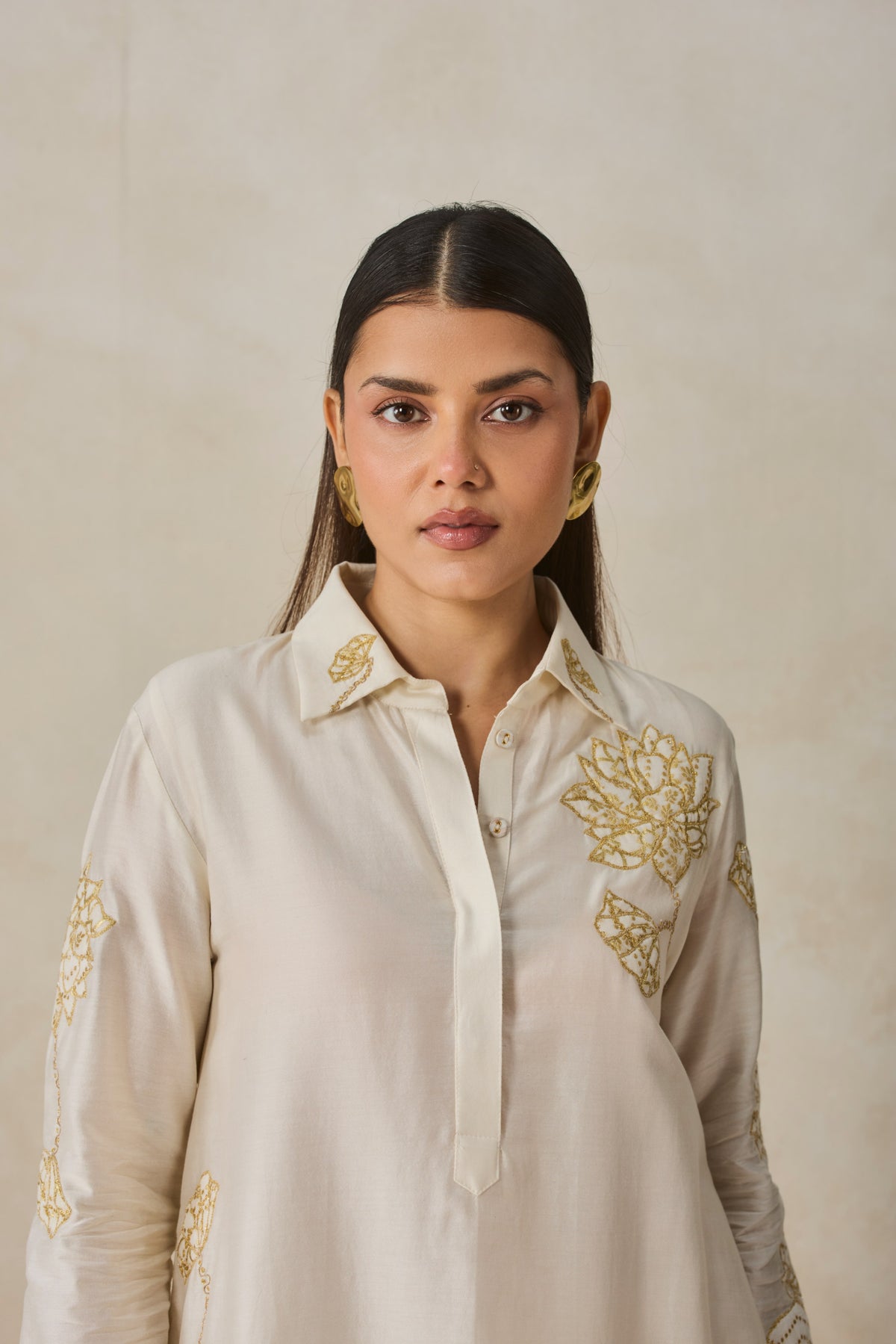 Chanderi Assymmetrical Kurta With Pant Set