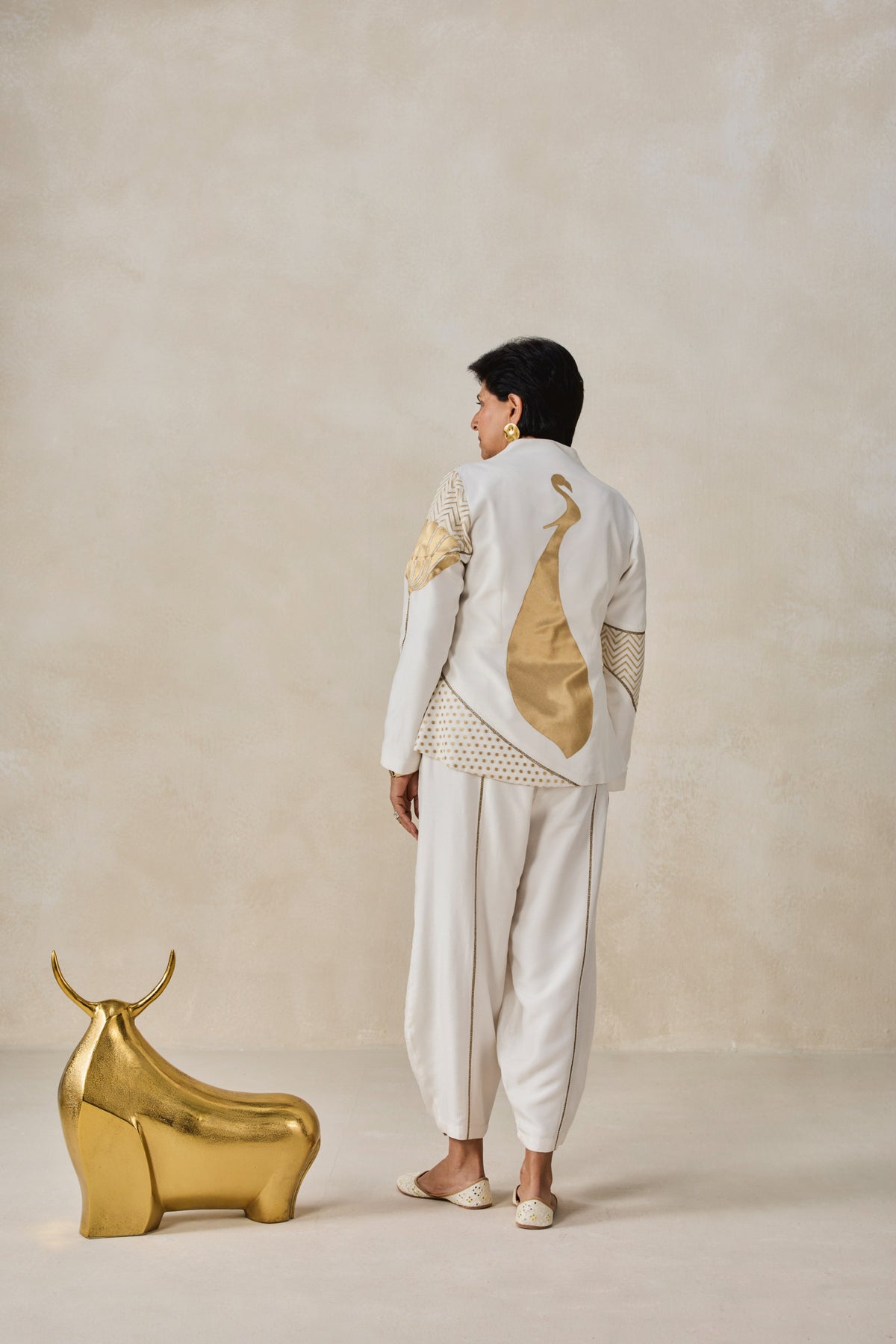 Chanderi Short Jacket Style Kurta With Pant Set