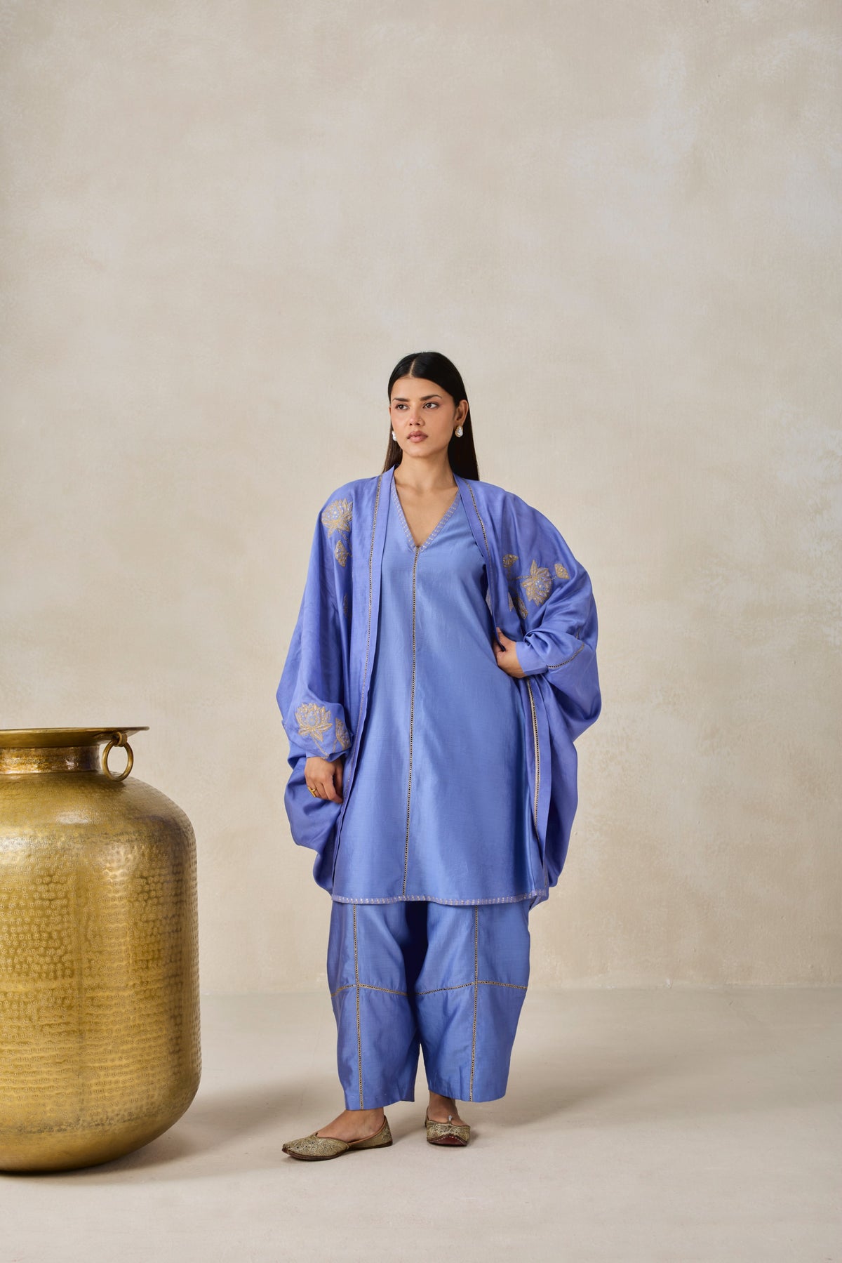 Chanderi Jacket Style Kurta With Salwar Set