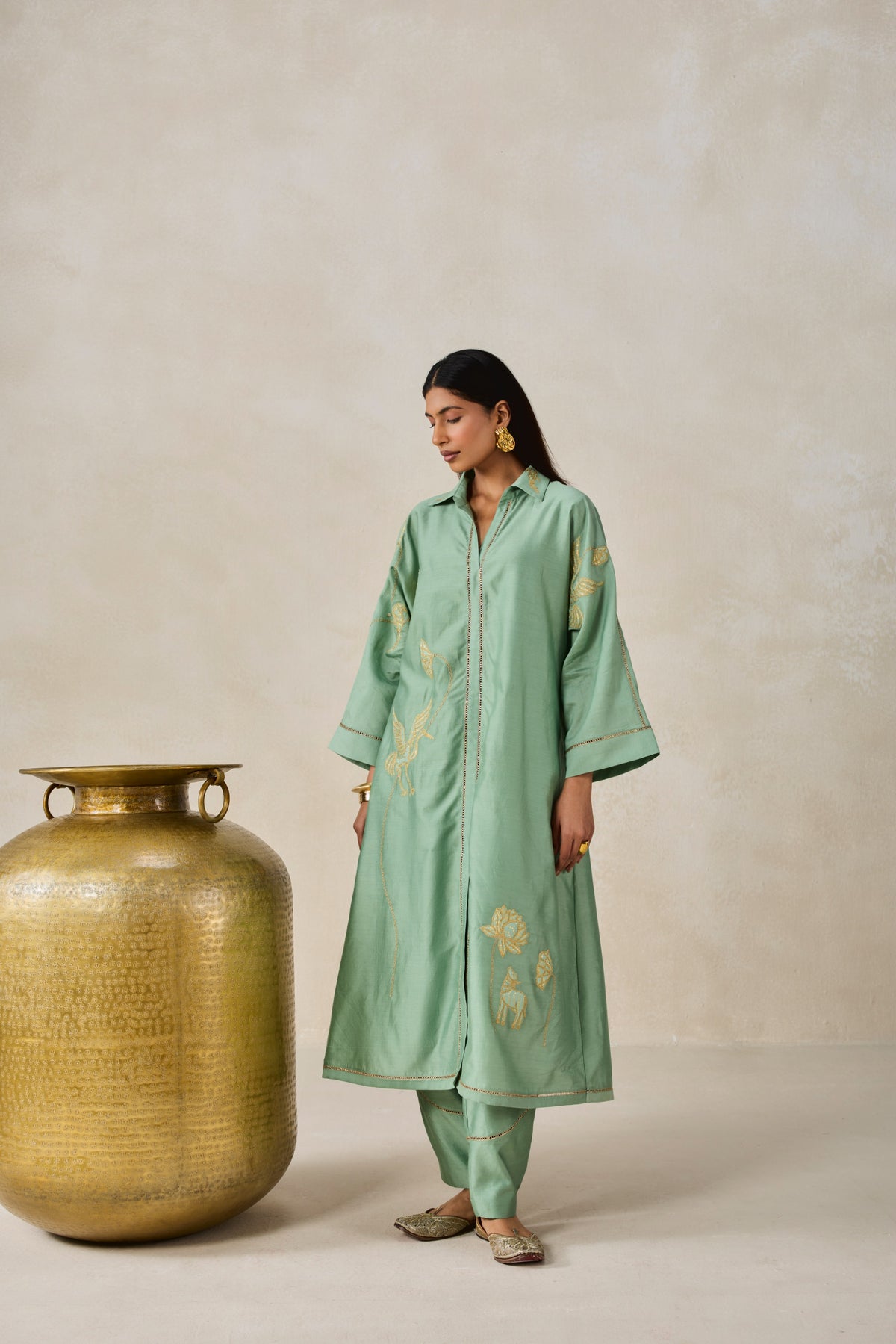 Chanderi Shirt Kurta With Salwar Set