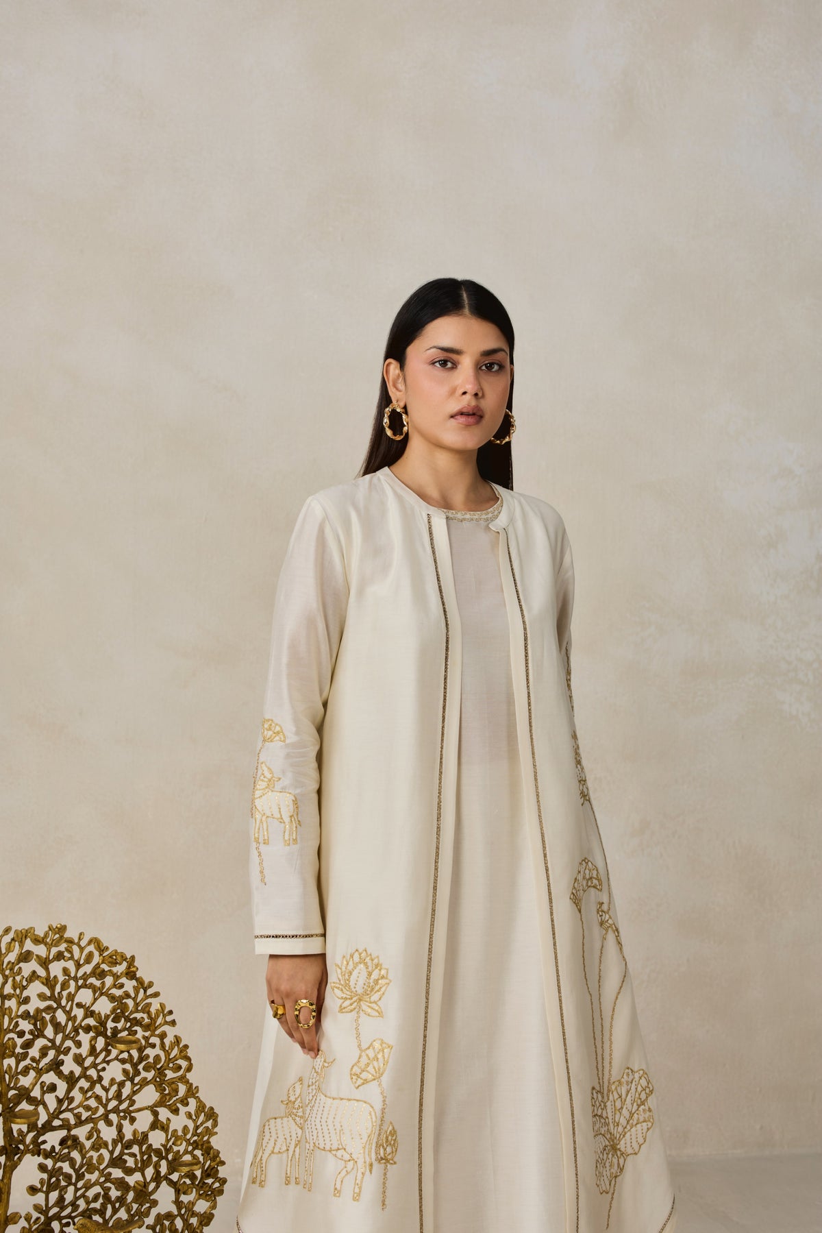 Chanderi Jacket Style Kurta With Pant Set